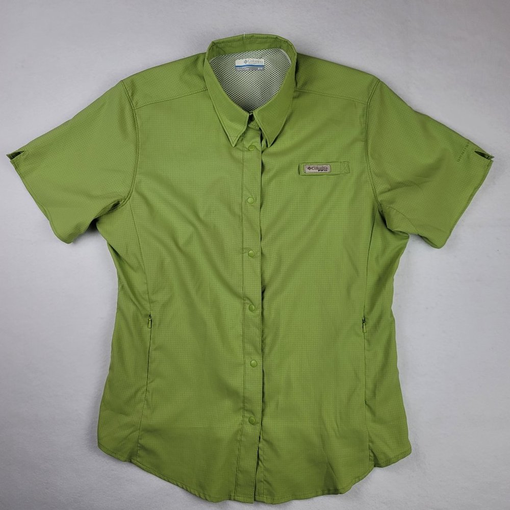 Columbia PFG Women's Medium Shirt Vented Omni-Shade Fishing Outdoor Lime Green